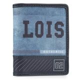 Lois RFID Wallet Vegan Portemonnee Man voor Tiener Lois Brand Card Wallet voor Jongens met Kaartcompartiment Ritssluiting Wallet Men Gemaakt van Canvas in Leer, Blauw