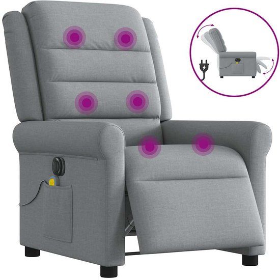 VidaXL Massagestoel elektrisch verstelbaar stof lichtgrijs