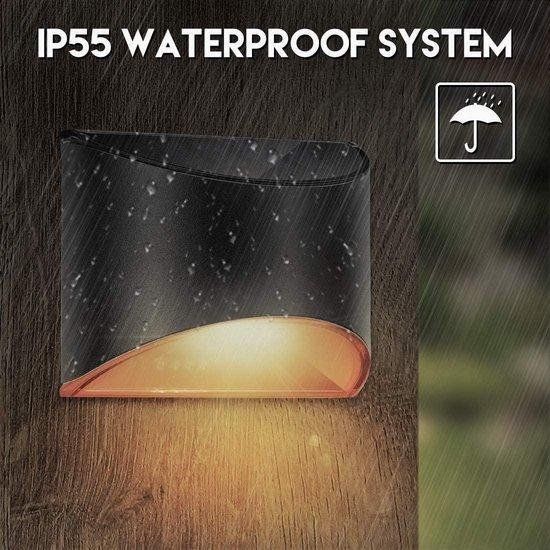 Cahaya Solar Wandlamp RVS - Zwart - LED - Zonne-energie - Buitenverlichting