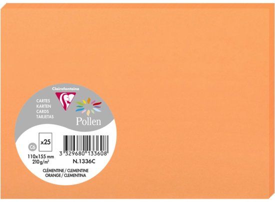 Clairefontaine Pollen Kaart C6 Oranje Clementine 110x155mm 25 stuks