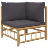 vidaXL 6-delige Loungeset met Kussens Bamboe Donkergrijs