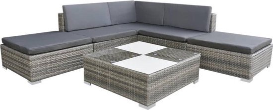 vidaXL Loungeset poly rattan grijs 15-delig