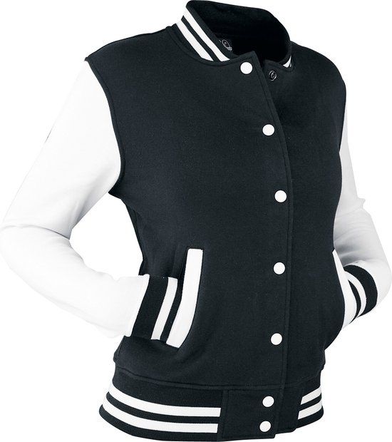 Urban Classics 2-Tone College Dames Collegejas - Zwart/Wit - M