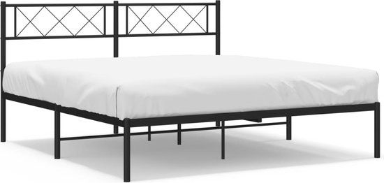 vidaXL Bedframe met hoofdbord metaal zwart 140x190 cm