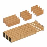 Relaxdays Ladeverdelers - 18-delige set - Verstelbaar - 43,5 - 57 cm - Bamboe - Lichtbruin