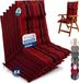 Beautissu Sun-HL Set van 6 Premium Hoge Rugleuning Stoelkussen 120x50 cm UV-bestendig 8cm Dik met Hoofdkussen & Bevestigingsbanden Antislip Rood Gestreept