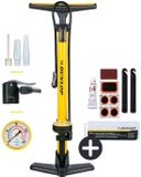 Dunlop Fietspomp met Drukmeter en Fiets Reparatieset 9-delig - Geel