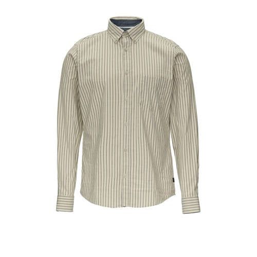 s.Oliver gestreept slim fit overhemd beige