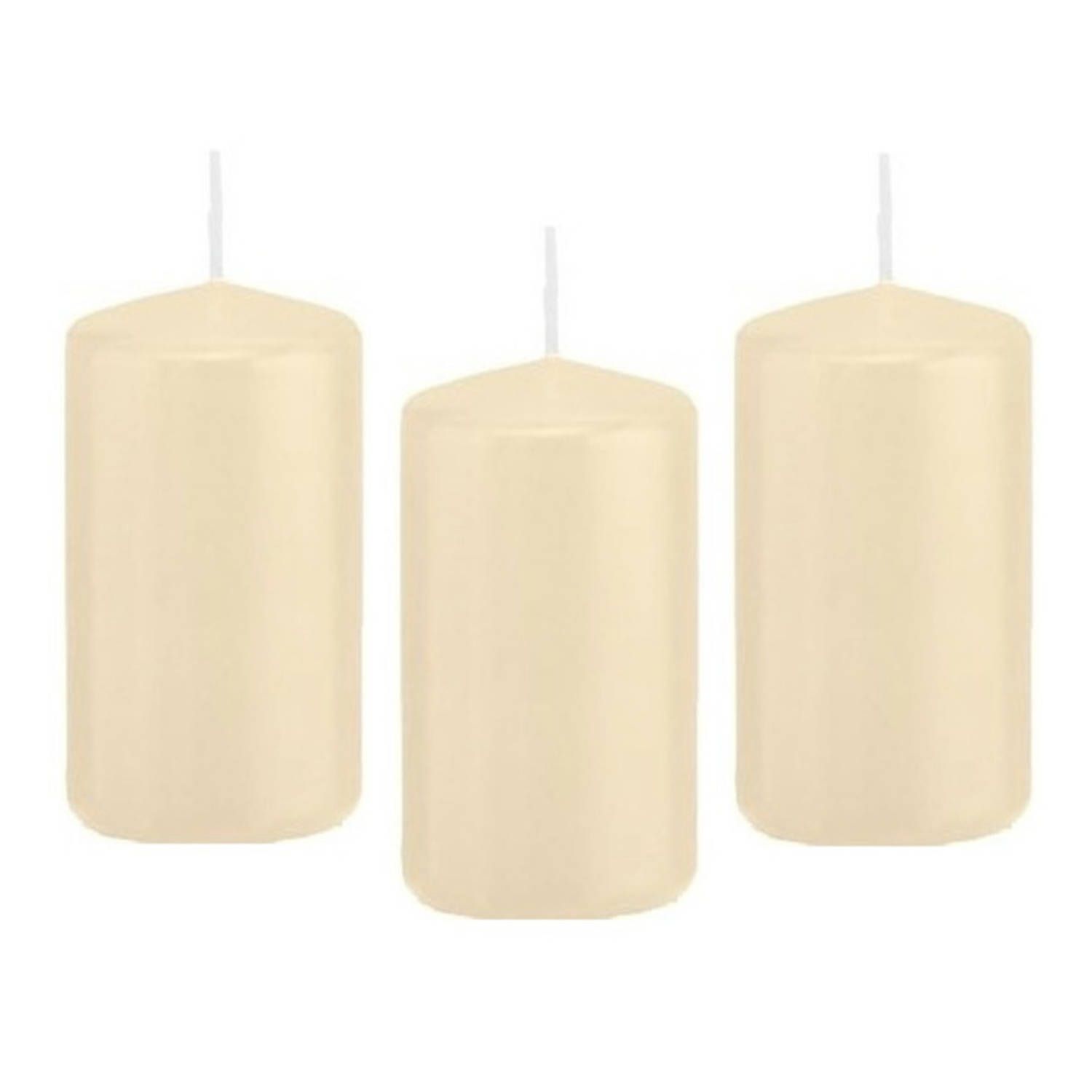 Trend Candles Panda Trend Candles 8x Cremewitte cilinderkaars/stompkaars 5 x 10 cm 23 branduren - Geurloze kaarsen - Woondecoraties