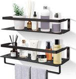 Uten Wandplank Zwart Aluminium Set van 2