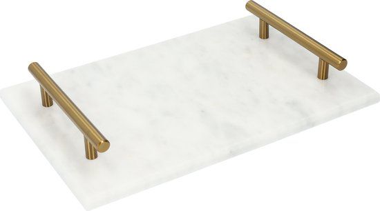 QUVIO Dienblad met gouden handvaten - 20 x 30 cm - Marmer