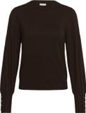 Kaffe KAlizza Round Neck Pullover Buttons Dames Trui - Coffee Bean