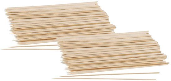 Fackelmann Set van 100 houten prikkers voor spiesjes van 25 cm Nature