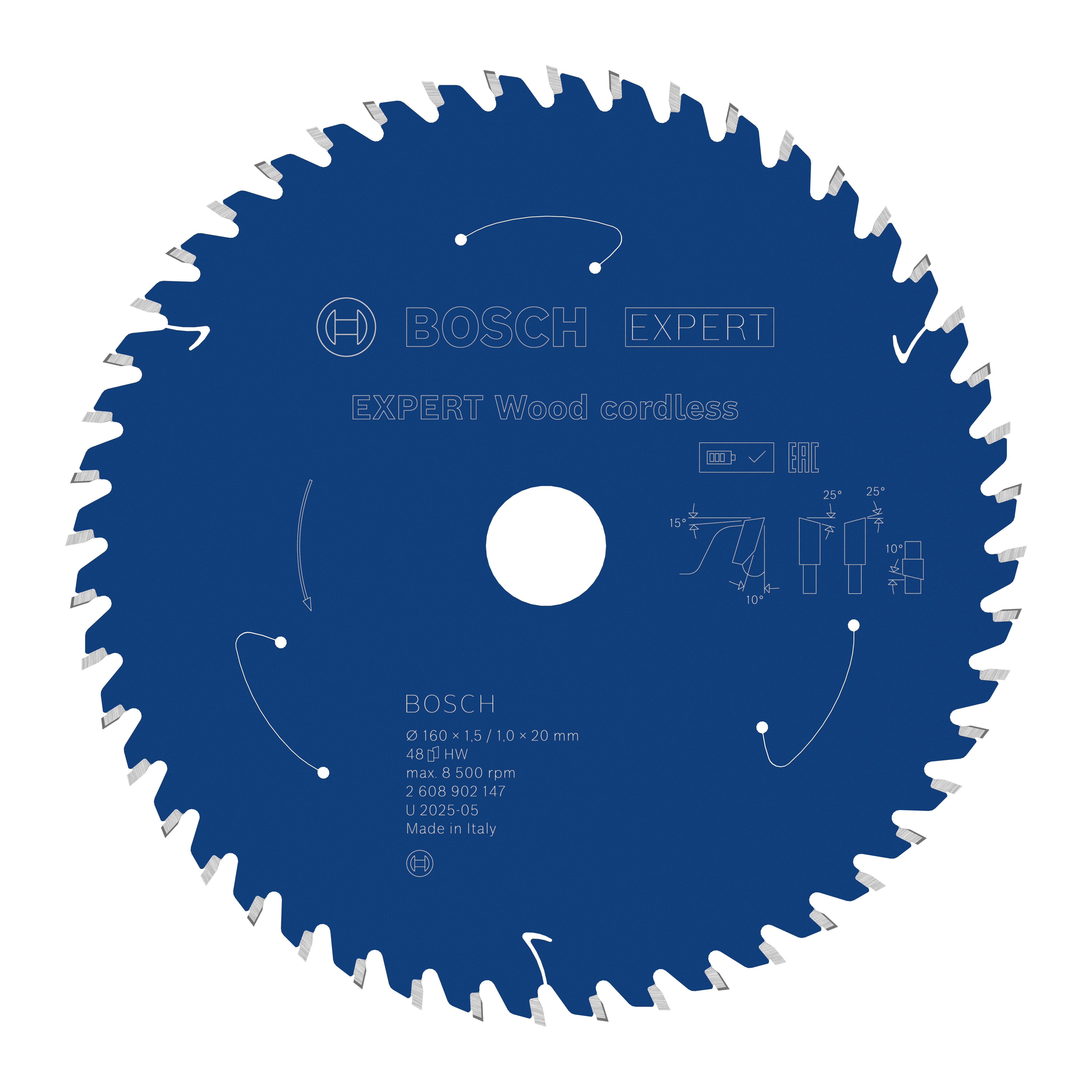 Bosch Accessoires EXPERT Wood cordless Cirkelzaagblad | 160 x 1,5/1 x 20 mm | T48 - 2608902147