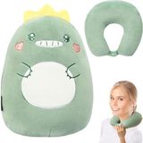 Merkloos / Sans marque Shenzhen Haorui Industrial Technology Co., Ltd. Reiskussen voor kinderen - 2-in-1 nekkussen met microparels - vervormbaar U-vorm nekkussen voor volwassenen en kinderen - auto vliegtuig trein dinosaurus - comfortabel en ondersteunend