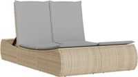 vidaXL Ligbed 2-persoons met kussens poly rattan beige