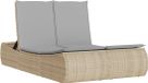 vidaXL Ligbed 2-persoons met kussens poly rattan beige