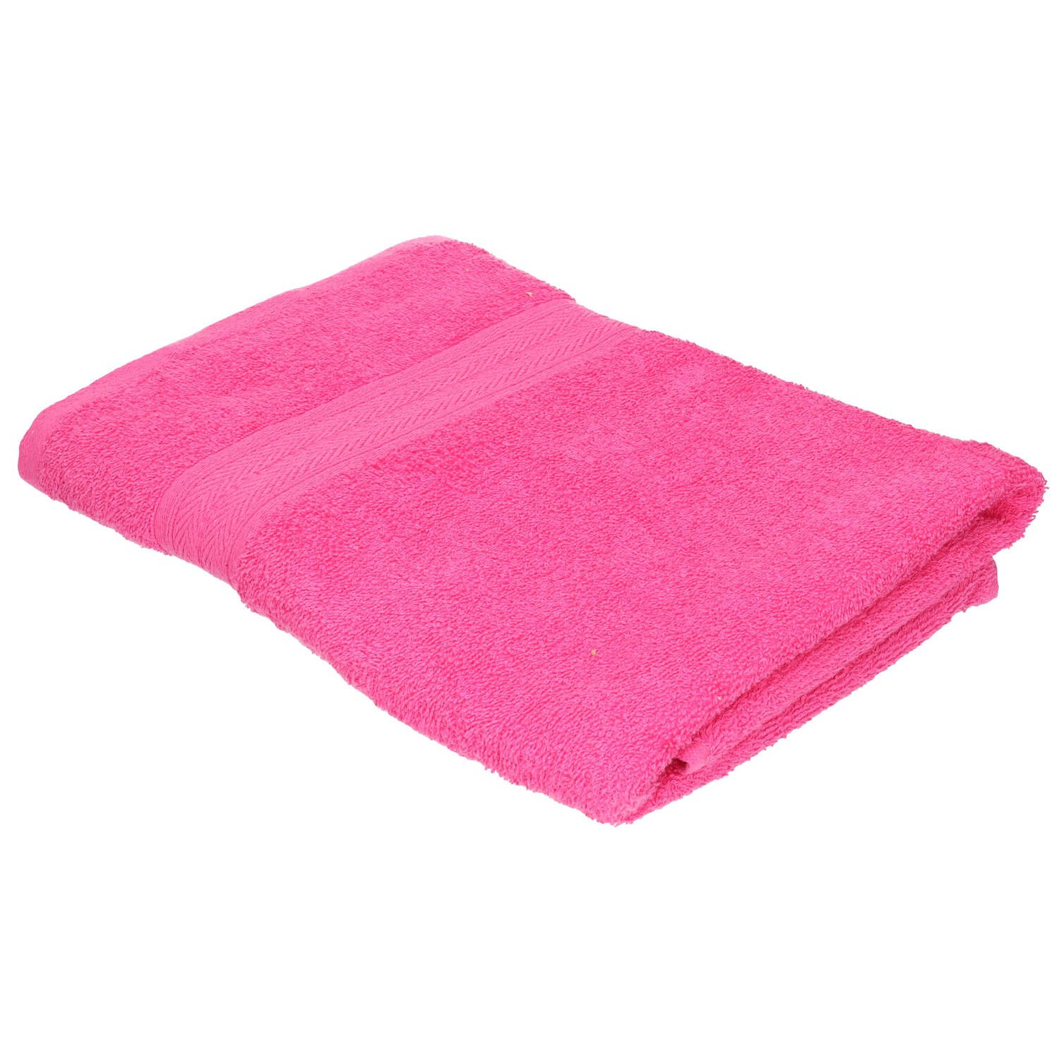 Jassz Voordelige badhanddoek fuchsia roze 70 x 140 cm 420 grams - Katoen