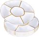 Matana – 5 assi da portata in plastica con scomparti, 31 cm – Bianco con bordo dorato – Riutilizzabile – Piatto per tapas, piatto per snack e piatto per stuzzichini per picnic e feste