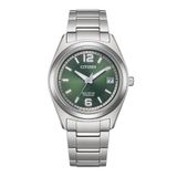Citizen FE6151-82X Horloge - Dames - Titanium - Zilverkleurig - Groene Wijzerplaat - Ø 34 mm