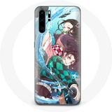 Maniacase Hoesje voor Huawei P30 Pro Tanjiro en Nezuko Demon Slayer Kimetsu no Yaiba Anime