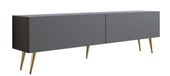Meuble TV : anthracite, avec pieds dorés, 170 x 52 x 32 cm