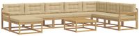 vidaXL - Hoek loungeset - 8 zitplekken - Wit en Beige - Acacia Hout