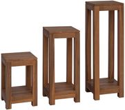 vidaXL Support de plantes 3 pièces Naturel 25 x 25 x 80 cm Teck massif