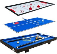 Cougar 3-in-1 Multi Speeltafel Mini Zwart-Blauw - Pooltafel - Push Hockey - Tafeltennis