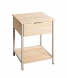 HAKU Bijzettafel met lade eiken naturel kasjmiergrijs metaal spaanplaat moderne sofatafel salontafel met lade - Maat: B 40 cm x H 55 cm x D 40 cm, Stijl: Modern