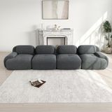 Canapé 4 personnes, tissu velours côtelé, sans cadre, rembourrage en mousse 32D, adapté aux animaux domestiques, emballé sous vide, modulaire (gris)