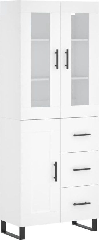 vidaXL Hoge kast 69,5x34x180 cm bewerkt hout wit
