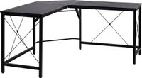 Homcom Computertafel L-vormig hoekbureau MDF naturel / zwart hoekbureau 836-122