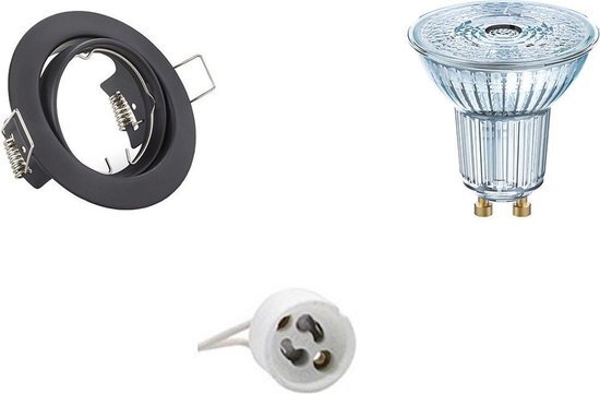 Osram - LED Spot Set - Parathom PAR16 927 36D - GU10 Fitting - Dimbaar - Inbouw Rond - Mat Zwart - 3.7W - Warm Wit 2700K - Kantelbaar Ã˜83mm