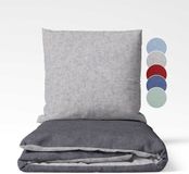 sleepling Flanellen Beddengoed Set 155x220 cm Donkergrijs/Lichtgrijs Katoen
