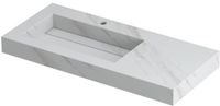 Wastafel INK Pitch Wastafel Keramische Slab Links met Drain en Front en Side Skirts 1 Kraangat - 1000x450x90 mm - Calacatta Mat