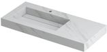 Wastafel INK Pitch Wastafel Keramische Slab Links met Drain en Front en Side Skirts 1 Kraangat - 1000x450x90 mm - Calacatta Mat