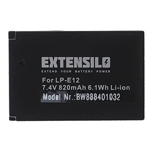 EXTENSILO Batterij vervanging voor Canon LP-E12 voor camera (820mAh, 7,4V, Li-Ion)