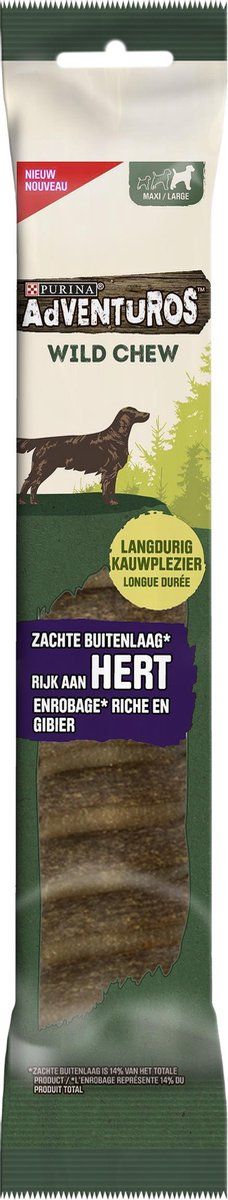 AdVENTuROS Wild Chew Large - Hondensnacks hertensmaak - 4 x 200g
