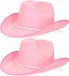 Haza Chapeau de cowboy - 4x pièces - rose - feutre - adultes - Chapeaux de déguisement - Femmes/hommes