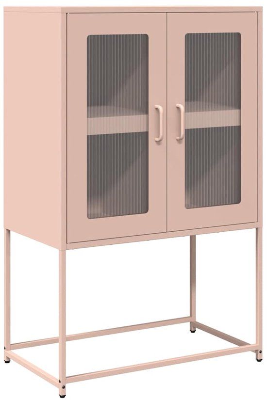 vidaXL Hoge kast - Roze - Staal - 68x39x107 cm