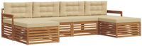 vidaXL - Bank loungeset - 6 zitplaatsen - Massief Acacia Hout - Natuurlijk en Beige