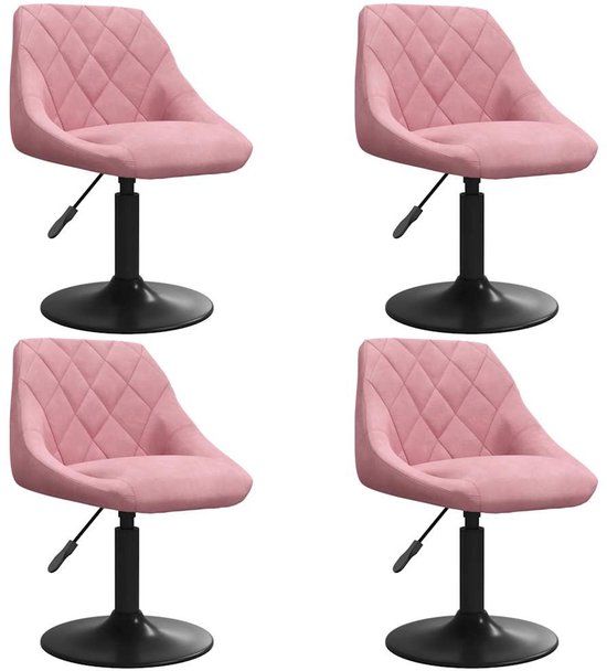 vidaXL Eetkamerstoelen draaibaar 4 stuks fluweel roze