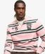 Superdry Double Emblem Stripe Rugby Top Heren XL Roze Duo Streep Katoen