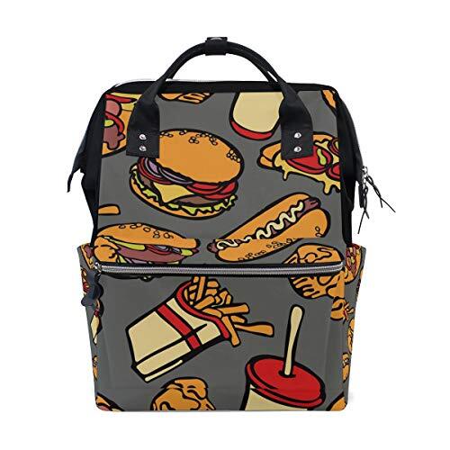 MONTOJ Cool Food Party Hamburgers Pizza Hot Dog canvas Reistas Campus Rugzak