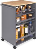 bomoe Bengt – Keukentrolley op Wieltjes 50x79x38 cm – Serveerwagen Hout met 3 Planken & FSC® werkblad – Antraciet & Eik