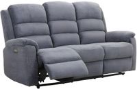 Vente-unique Elektrische driezits en tweezits relaxbank + relaxfauteuil van stof met plateau NEVERS - Grijs