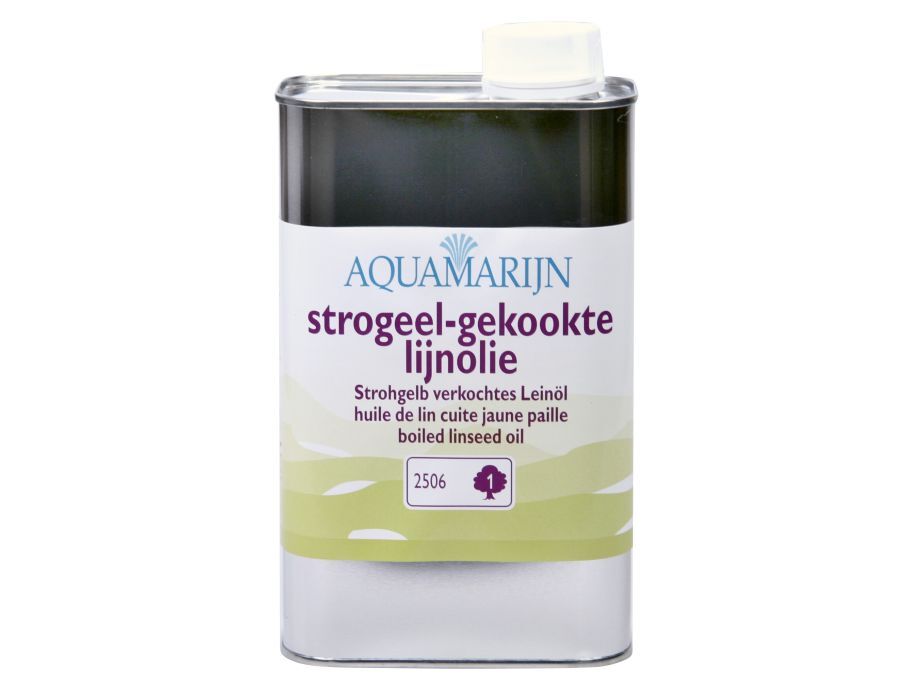 Aquamarijn Strogeel-gekookte lijnolie 1L