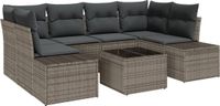 vidaXL Tuinbank Set 7-delig Grijs Polyrattan