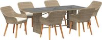 vidaXL Tuinset, 7-delig, beige, polyrotan